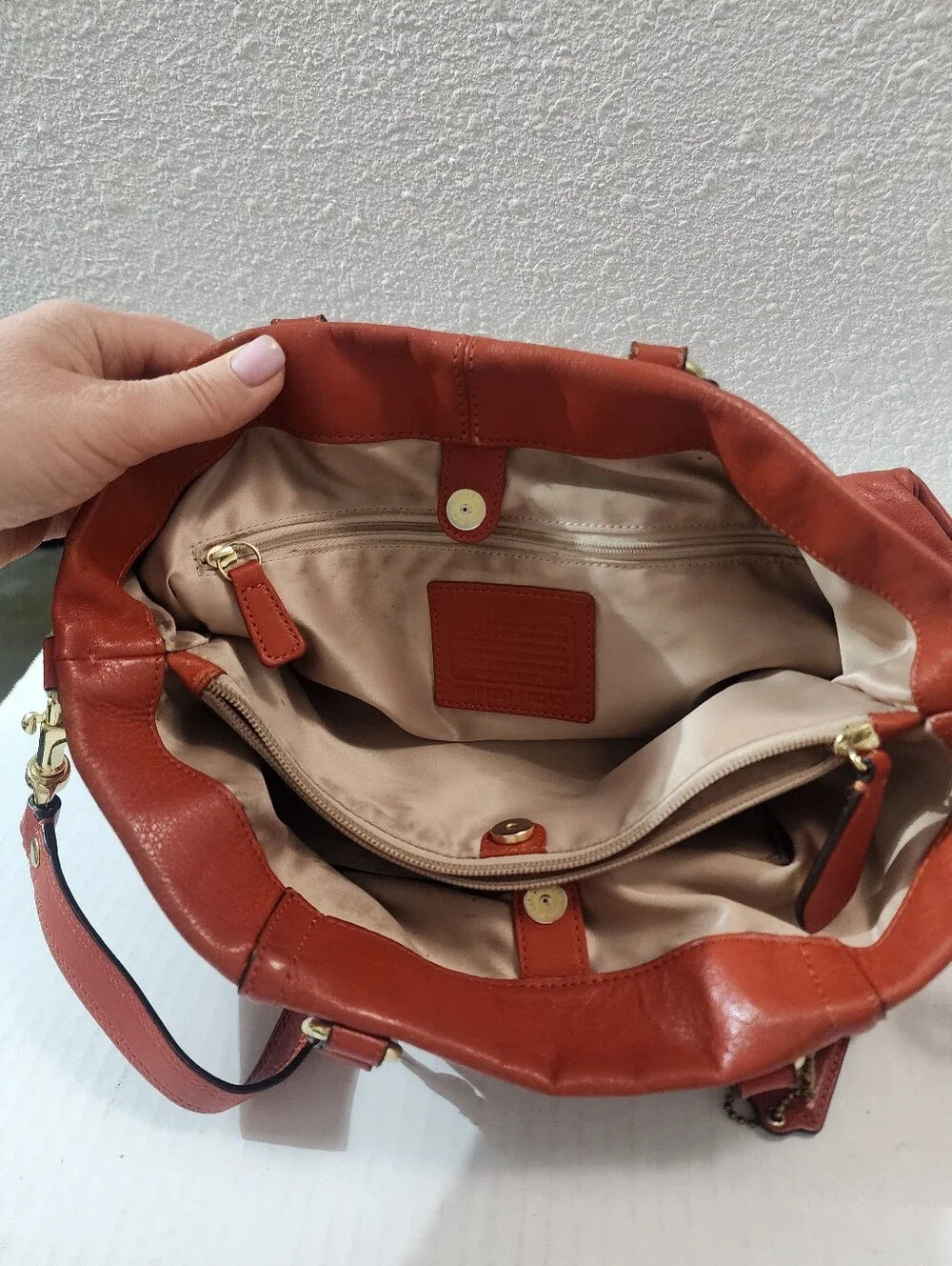 COACH Ashley Vermillion Orange Leather Satchel Shoulder Crossbody Bag Vintage